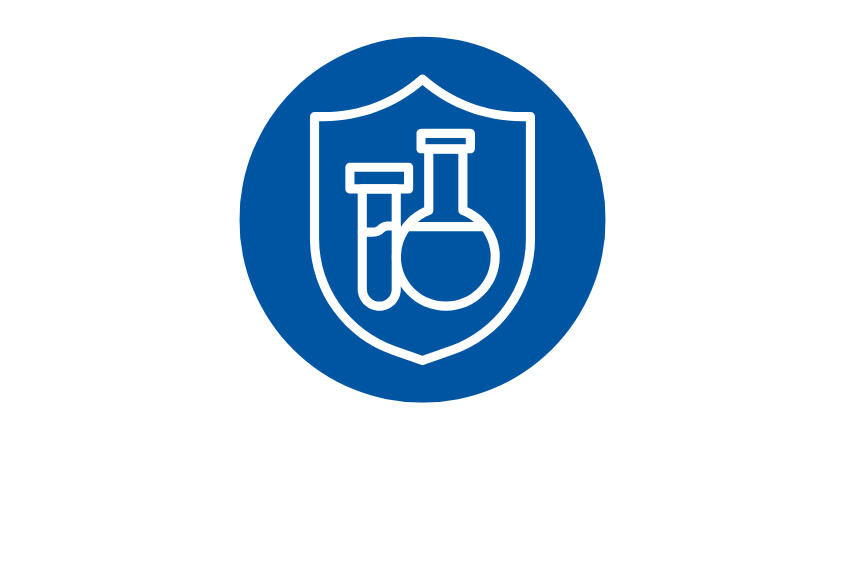 Icon graphic of chemicals in a laboratory.