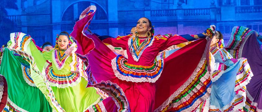 Groupo Folklorico performing with their colorful dresses.